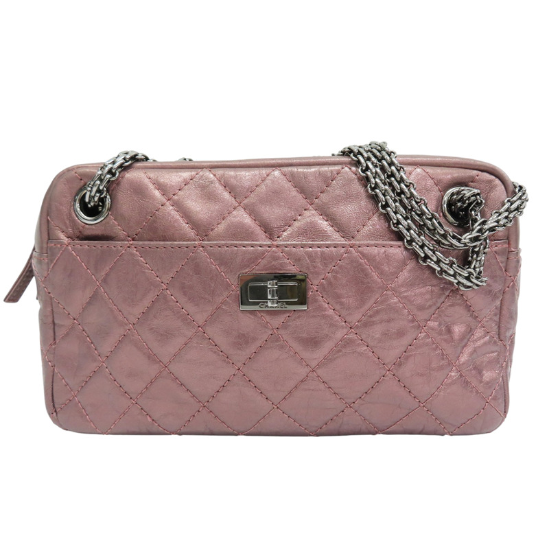 銀粉色 牛皮 Reissue 相機包 肩背包 銀釦【CHANEL 香奈兒】-0