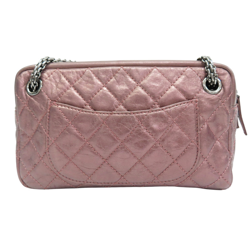 銀粉色 牛皮 Reissue 相機包 肩背包 銀釦【CHANEL 香奈兒】-1