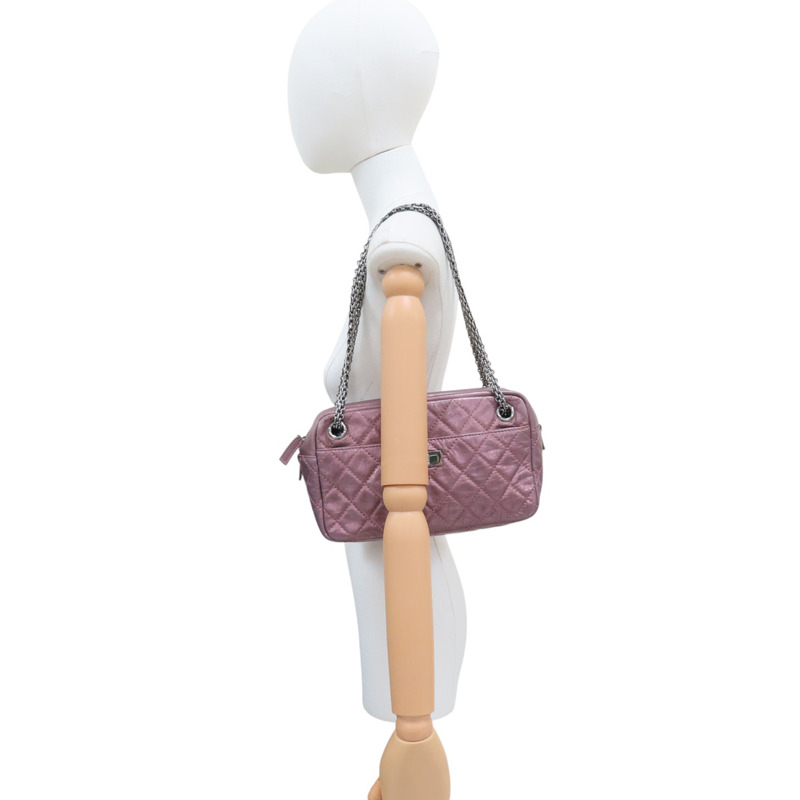 銀粉色 牛皮 Reissue 相機包 肩背包 銀釦【CHANEL 香奈兒】-10