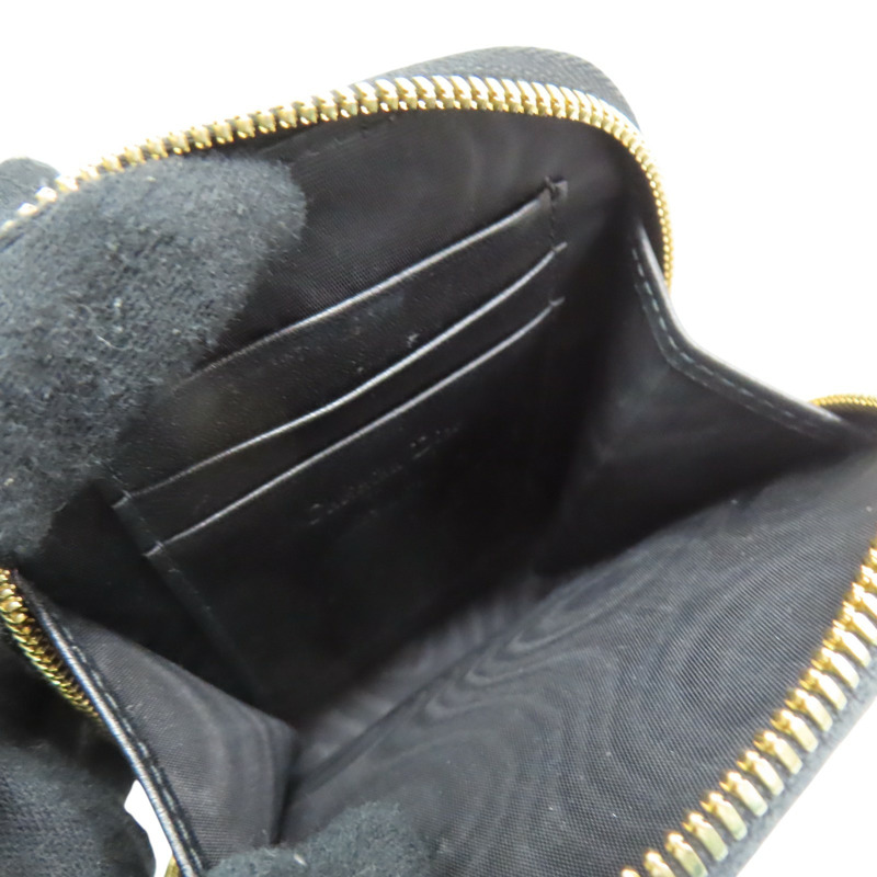 黑色 籐格紋 牛皮 Cannage Phone Holder 拉鍊長夾【DIOR 迪奧】 S0872ONMJ-M900-4