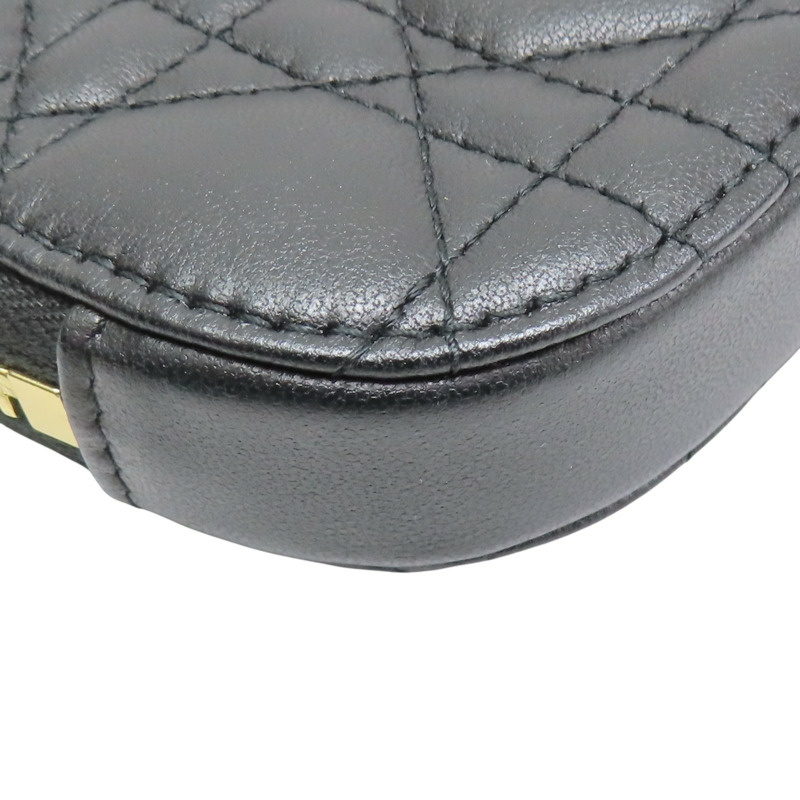 黑色 籐格紋 牛皮 Cannage Phone Holder 拉鍊長夾【DIOR 迪奧】 S0872ONMJ-M900-10