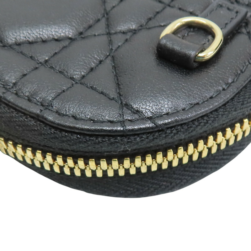 黑色 籐格紋 牛皮 Cannage Phone Holder 拉鍊長夾【DIOR 迪奧】 S0872ONMJ-M900-11