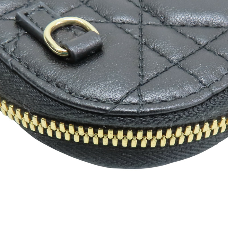 黑色 籐格紋 牛皮 Cannage Phone Holder 拉鍊長夾【DIOR 迪奧】 S0872ONMJ-M900-12