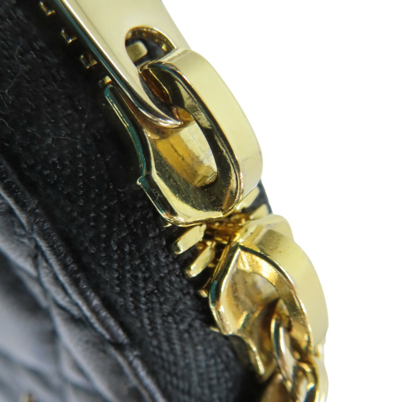 黑色 籐格紋 牛皮 Cannage Phone Holder 拉鍊長夾【DIOR 迪奧】 S0872ONMJ-M900-14