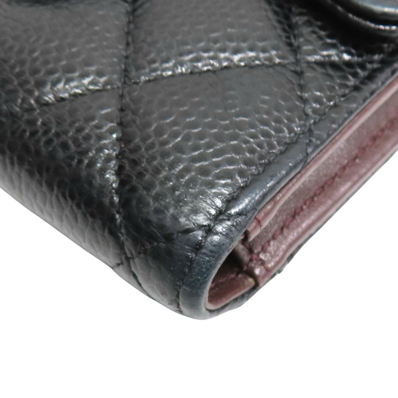 黑色牛皮 菱格紋 荔枝紋 扣式短夾 金扣【CHANEL 香奈兒】 AP0231-10