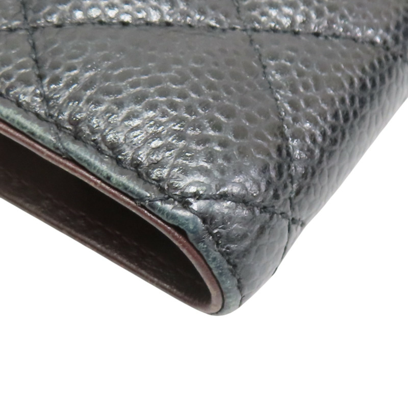 黑色牛皮 菱格紋 荔枝紋 扣式短夾 金扣【CHANEL 香奈兒】 AP0231-11