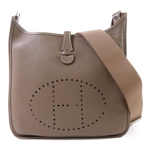 HERMES Clemence皮革Evelyne PM銀扣肩背袋