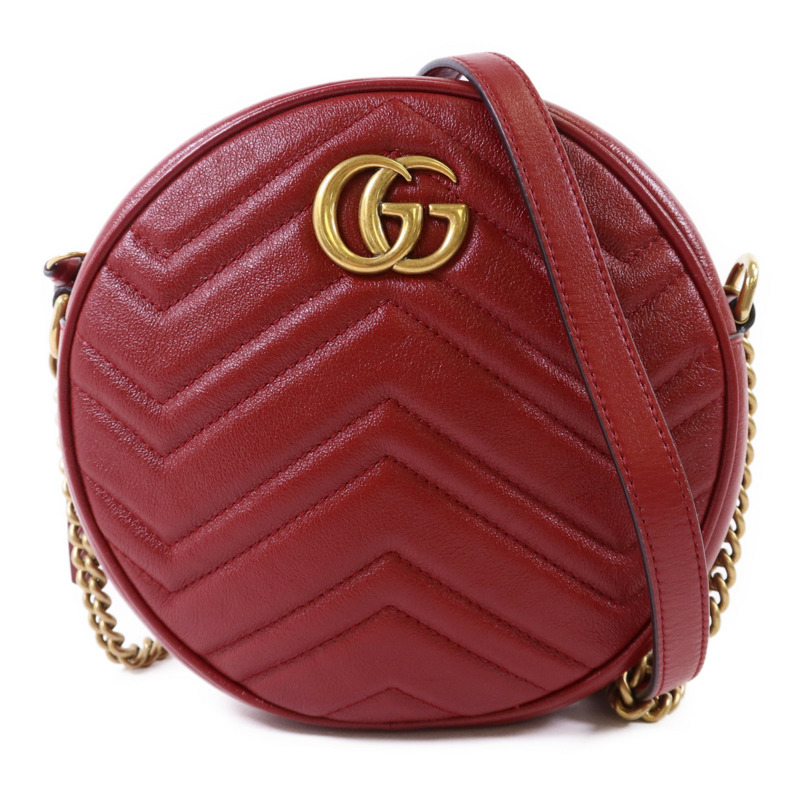 GUCCI 牛皮皮革GG Marmont金扣鏈帶肩背袋-0
