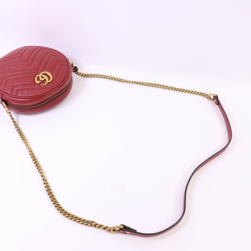 GUCCI 牛皮皮革GG Marmont金扣鏈帶肩背袋-4