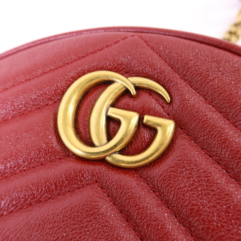 GUCCI 牛皮皮革GG Marmont金扣鏈帶肩背袋-9