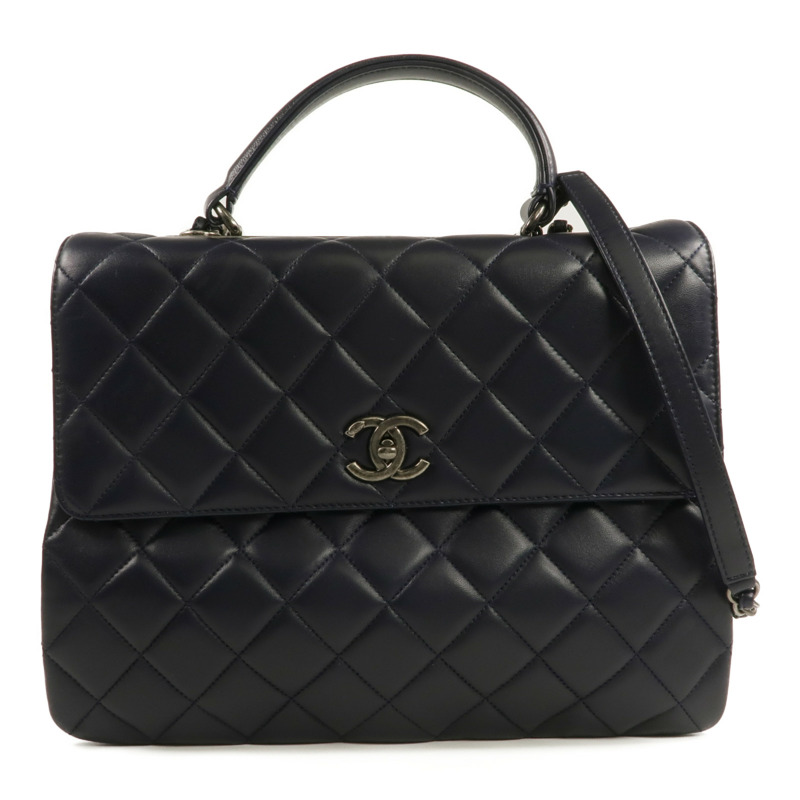 CHANEL 羊皮皮革Trendy CC Large銀扣手挽肩背兩用袋-0