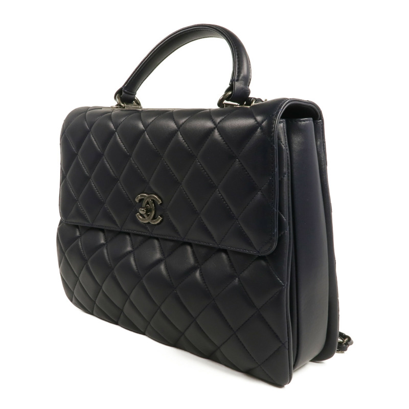 CHANEL 羊皮皮革Trendy CC Large銀扣手挽肩背兩用袋-1