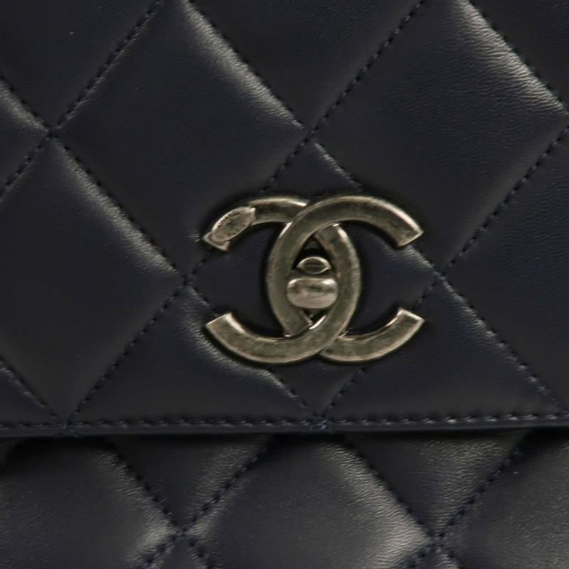 CHANEL 羊皮皮革Trendy CC Large銀扣手挽肩背兩用袋-5