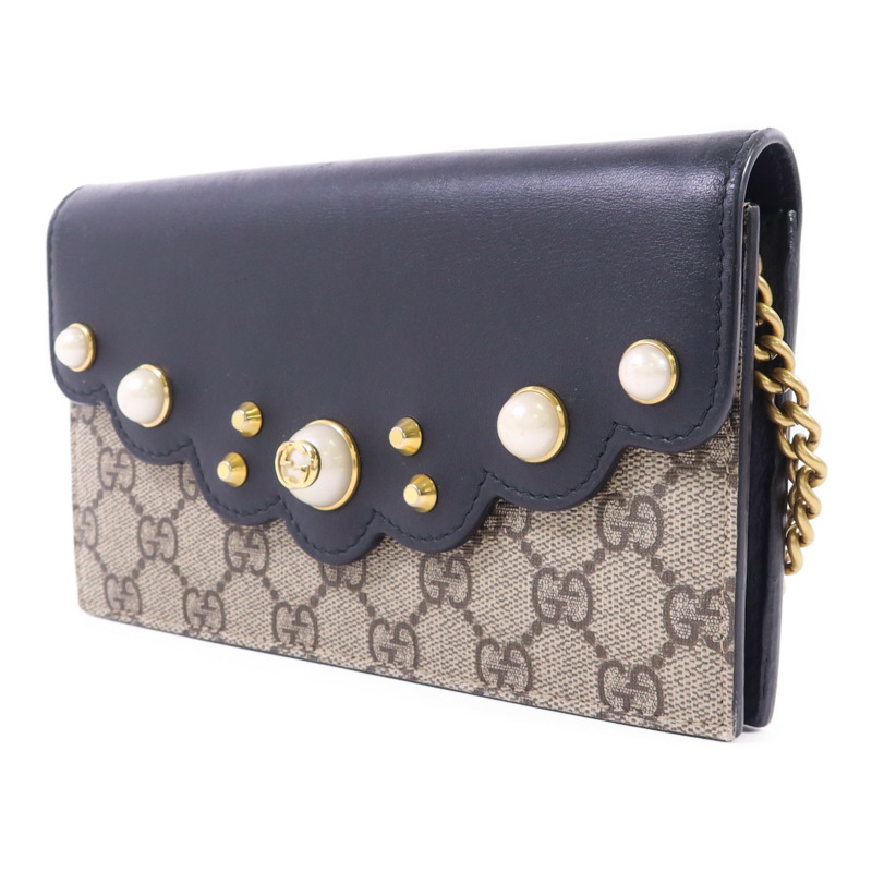 GUCCI 塗層帆布Wallet On Chain金扣鏈帶肩背袋-2