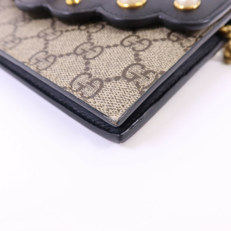 GUCCI 塗層帆布Wallet On Chain金扣鏈帶肩背袋-10