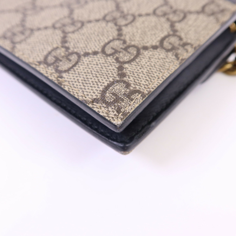 GUCCI 塗層帆布Wallet On Chain金扣鏈帶肩背袋-12