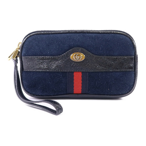 GUCCI 絨布/漆皮皮革Accessories Pouch金扣手拿包