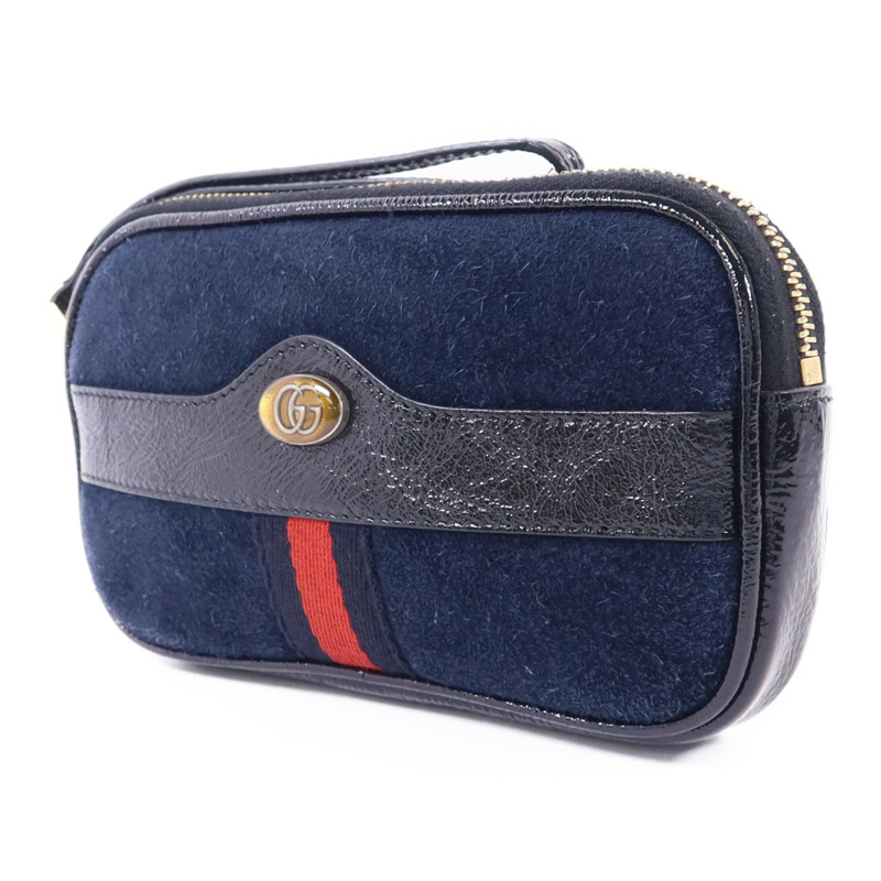 GUCCI 絨布/漆皮皮革Accessories Pouch金扣手拿包-2