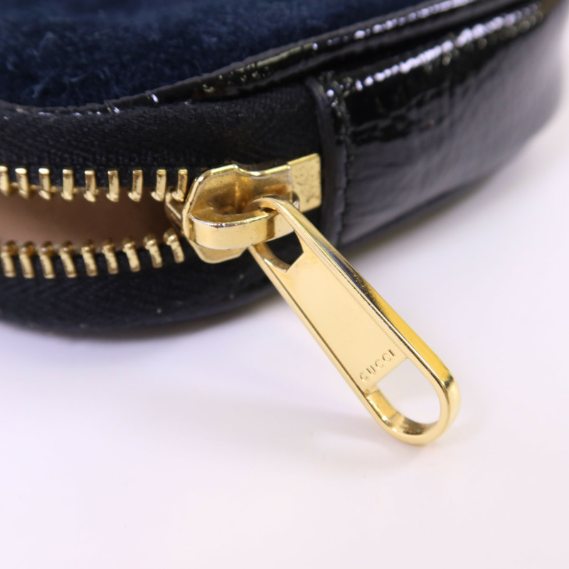 GUCCI 絨布/漆皮皮革Accessories Pouch金扣手拿包-7