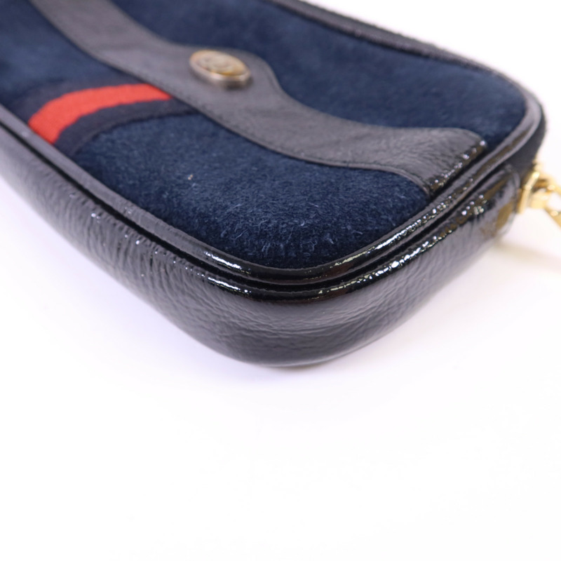 GUCCI 絨布/漆皮皮革Accessories Pouch金扣手拿包-9