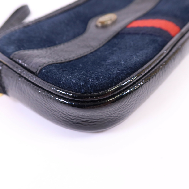 GUCCI 絨布/漆皮皮革Accessories Pouch金扣手拿包-10