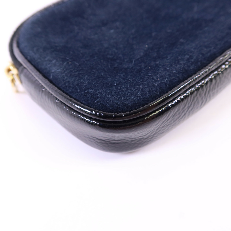GUCCI 絨布/漆皮皮革Accessories Pouch金扣手拿包-12