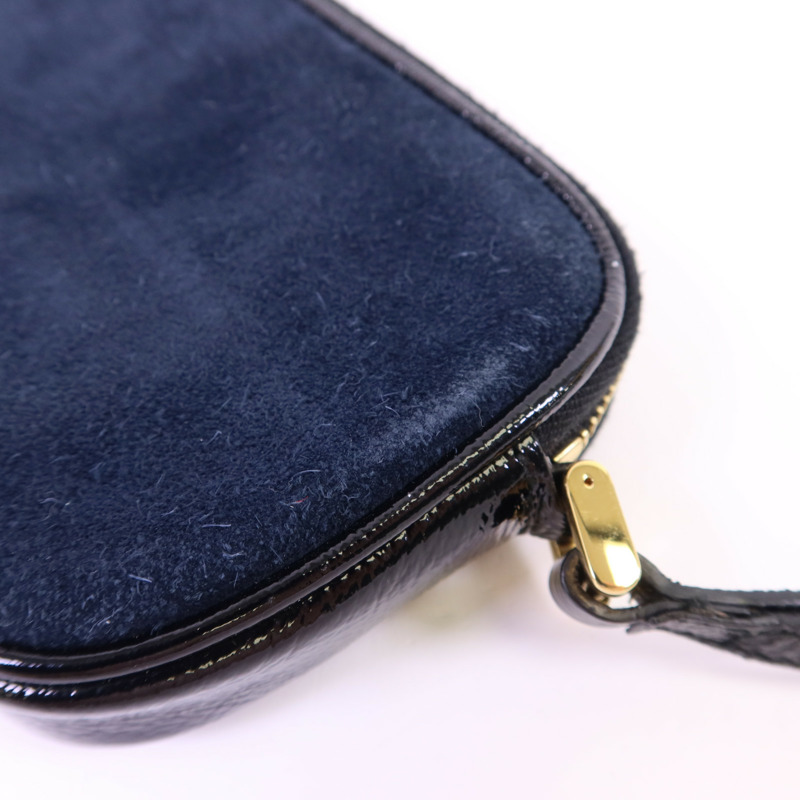 GUCCI 絨布/漆皮皮革Accessories Pouch金扣手拿包-13