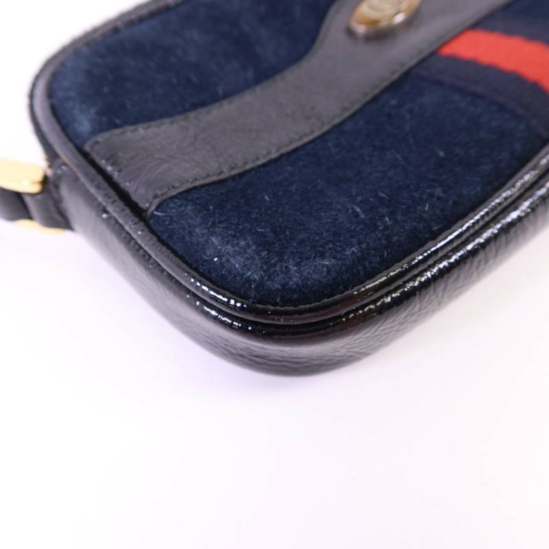 GUCCI 絨布/漆皮皮革Accessories Pouch金扣手拿包-14