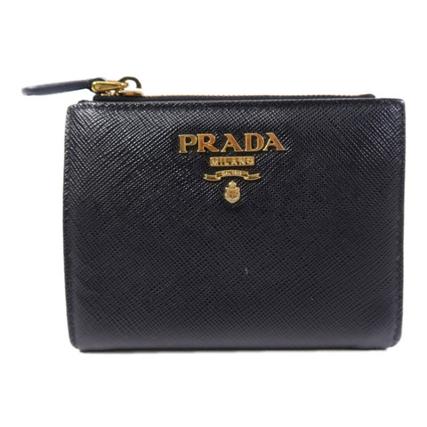 PRADA Saffiano皮革Bifold Wallet金扣錢包