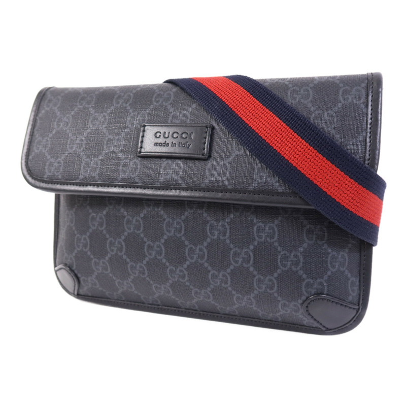 GUCCI 塗層帆布GG Supreme Waist Bag銀扣腰包-1