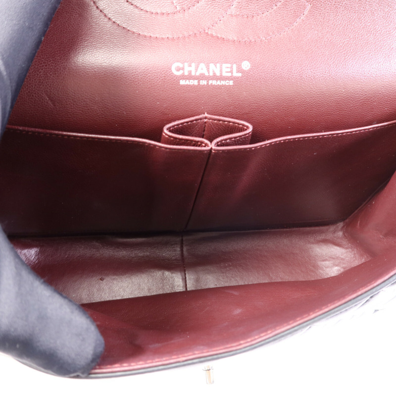 CHANEL 羊皮皮革Large Classic銀扣鏈帶肩背袋-4