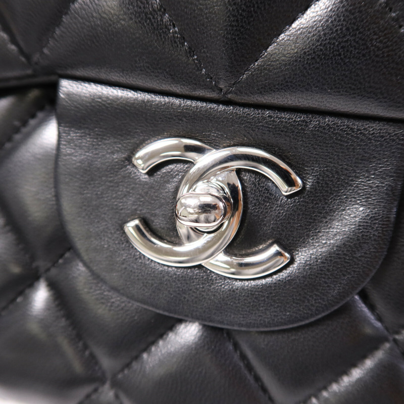 CHANEL 羊皮皮革Large Classic銀扣鏈帶肩背袋-6