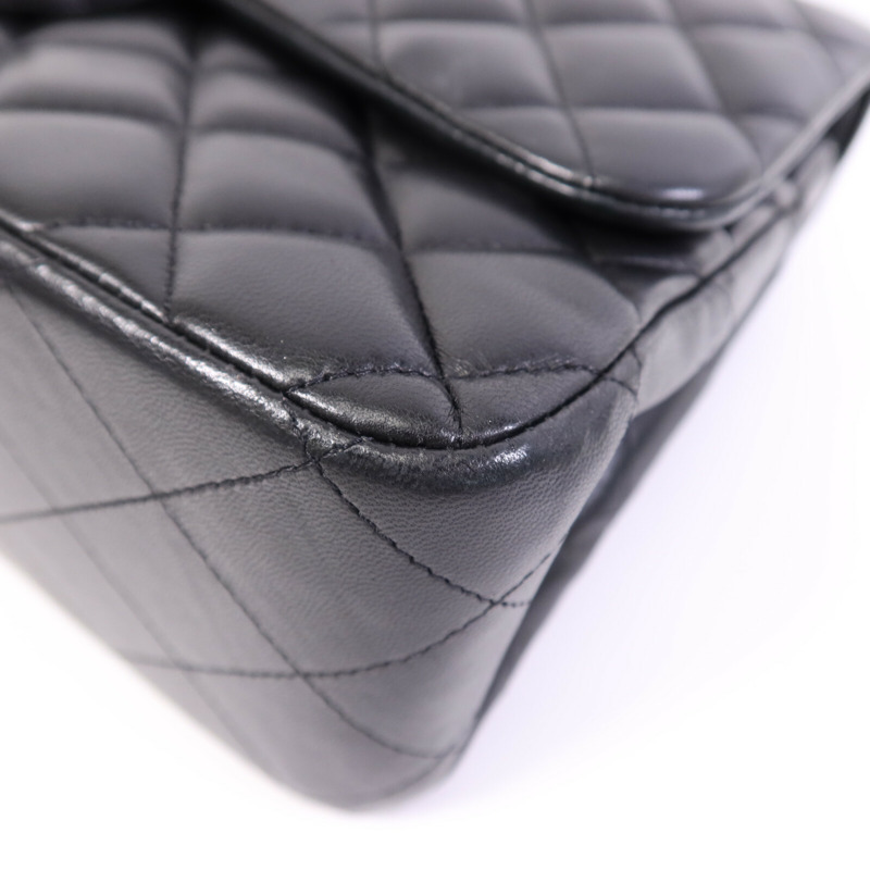 CHANEL 羊皮皮革Large Classic銀扣鏈帶肩背袋-8