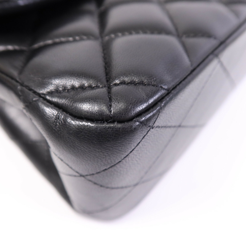 CHANEL 羊皮皮革Large Classic銀扣鏈帶肩背袋-9