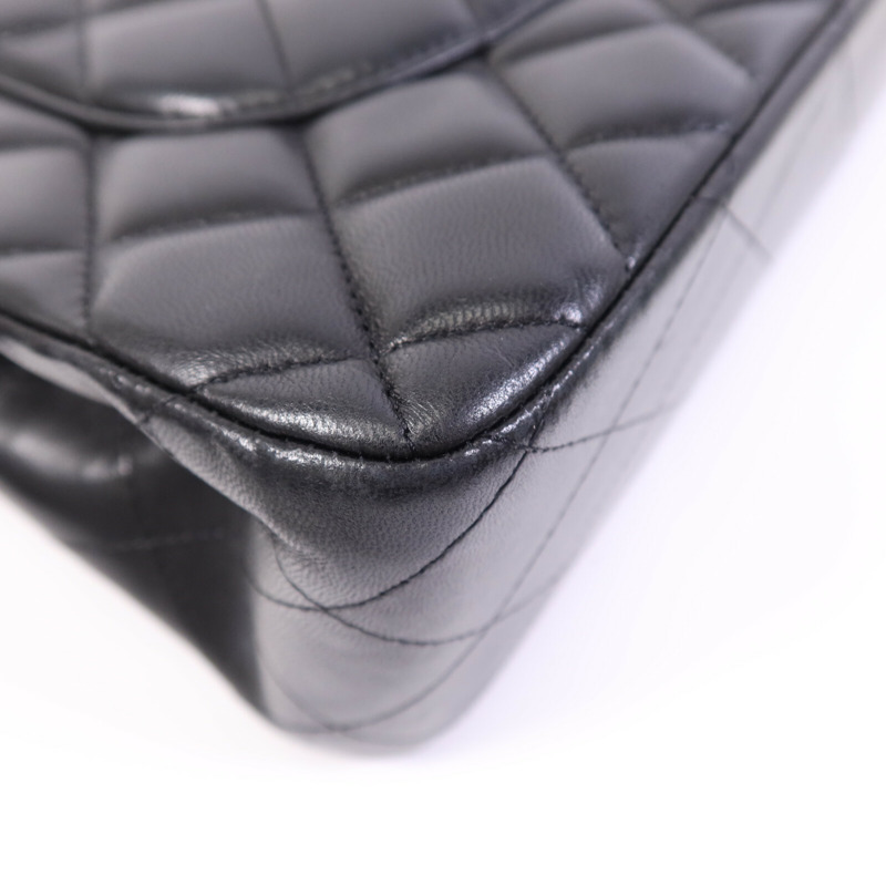 CHANEL 羊皮皮革Large Classic銀扣鏈帶肩背袋-11