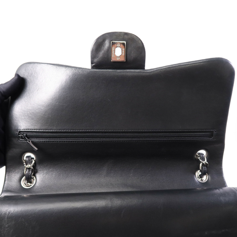 CHANEL 羊皮皮革Large Classic銀扣鏈帶肩背袋-14