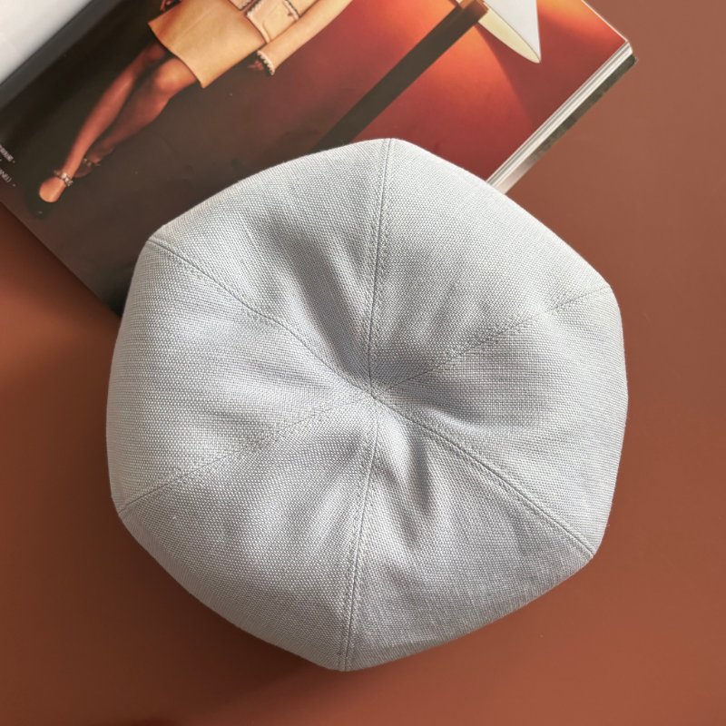 ::HERMES:: 亞麻棉混紡 淺水藍色畫家帽 貝雷帽 春夏款(58)-2