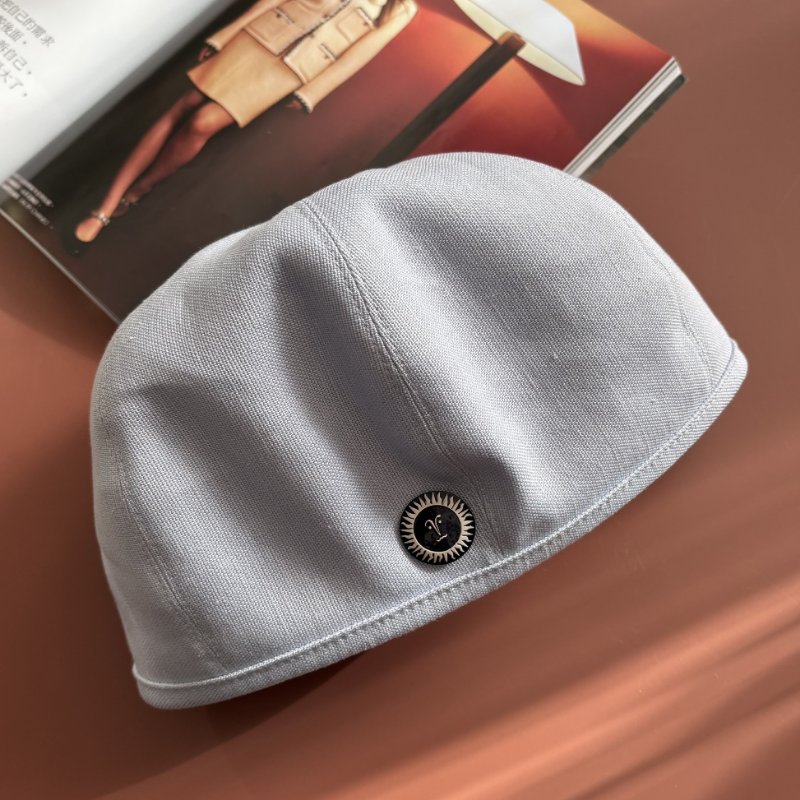 ::HERMES:: 亞麻棉混紡 淺水藍色畫家帽 貝雷帽 春夏款(58)-3