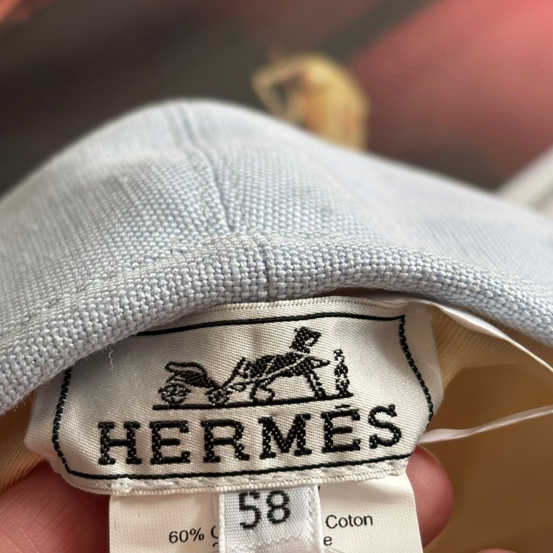::HERMES:: 亞麻棉混紡 淺水藍色畫家帽 貝雷帽 春夏款(58)-9