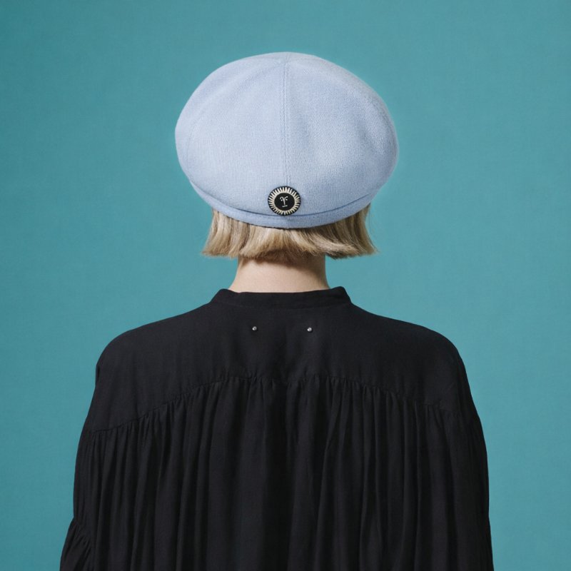 ::HERMES:: 亞麻棉混紡 淺水藍色畫家帽 貝雷帽 春夏款(58)-0