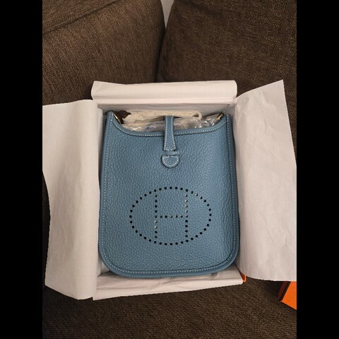 (全新品)愛馬仕mini evelyne牛仔藍