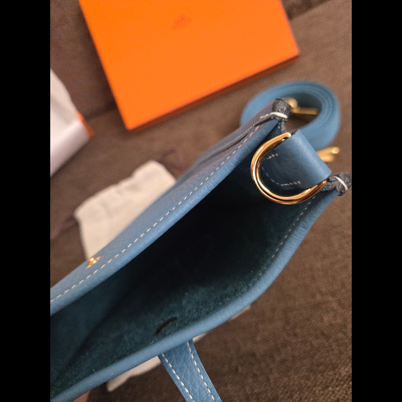 (全新品)愛馬仕mini evelyne牛仔藍-3