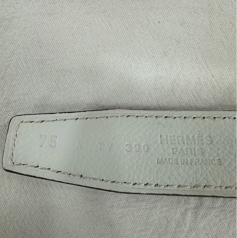 Hermes 愛馬仕皮帶 雙面 大象灰拼奶昔白 A刻 長76cm、寬2.4cm-4