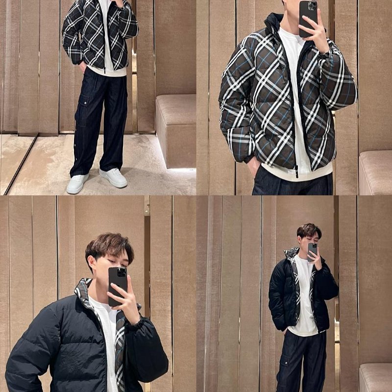 💎Han's house精品服飾💎Burberry 格紋 刺繡 戰馬 防水 羽絨 外套 雙面穿  原價6萬-6