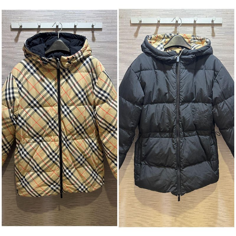 💎Han's house精品服飾💎Burberry 格紋刺繡戰馬防水 羽絨外套 雙面穿 原價63000-0