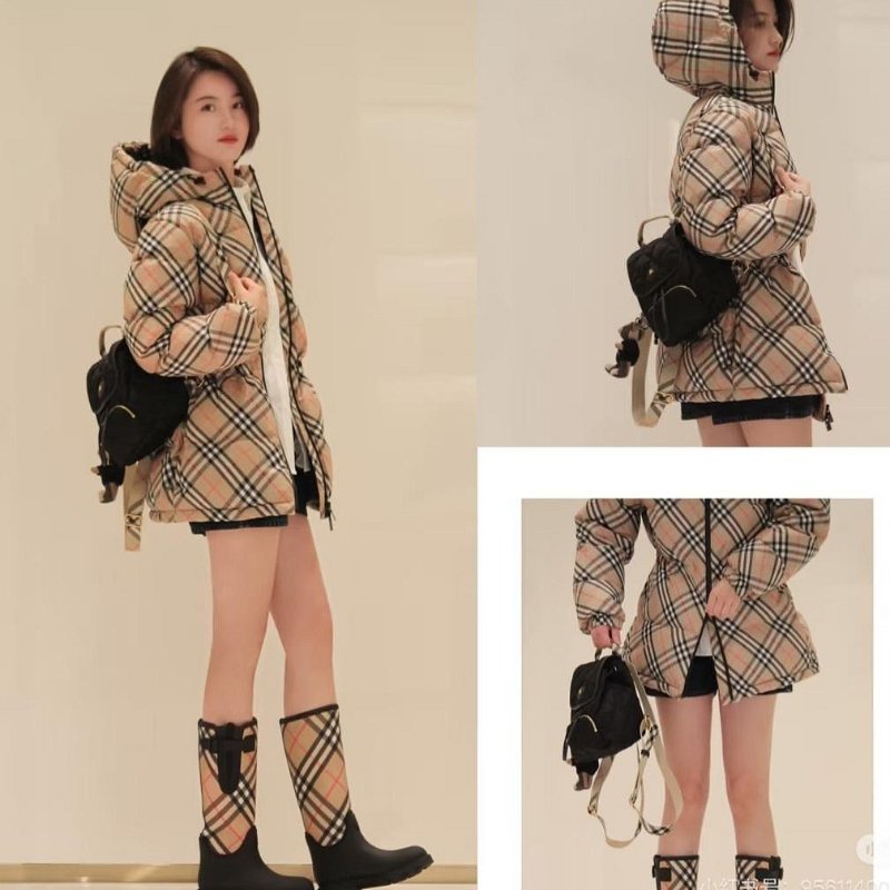 💎Han's house精品服飾💎Burberry 格紋刺繡戰馬防水 羽絨外套 雙面穿 原價63000-5