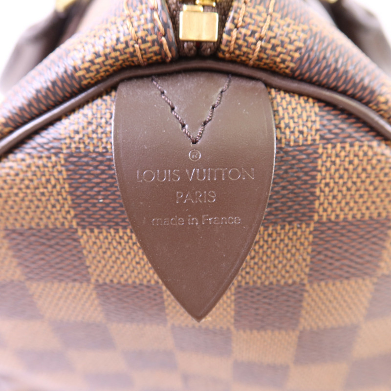 LOUIS VUITTON Damier Speedy 30金扣手挽袋-6