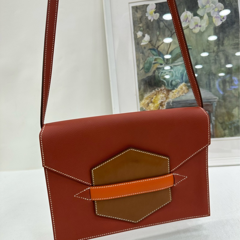 Hermes 愛馬仕 拼色faco信封包 T刻 好成色-5