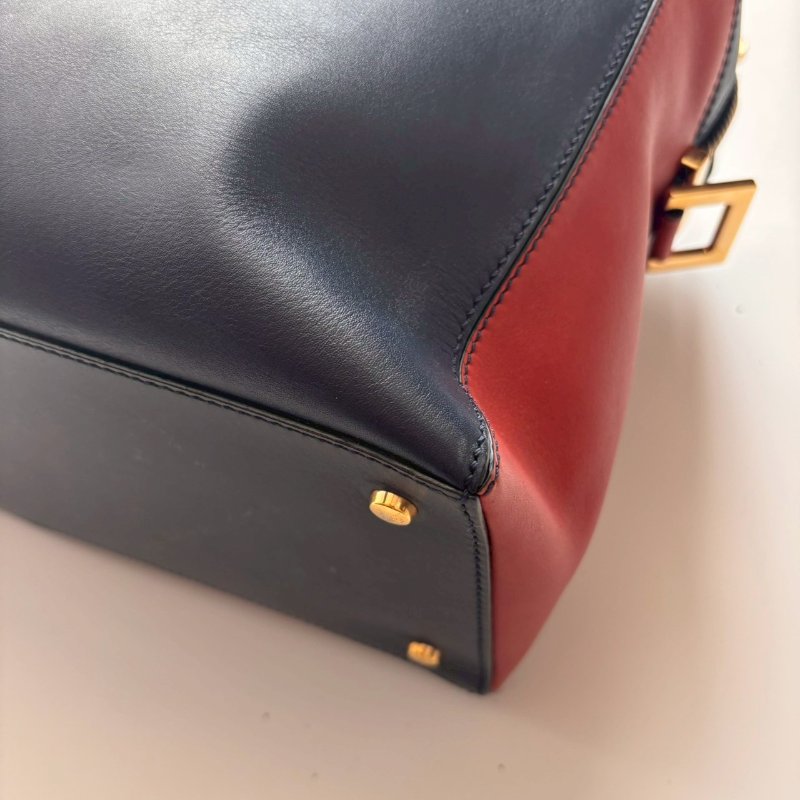 🎉89成新✨耐刮皮革‼️全往最低 TODS 深藍拼紅色手提包-3