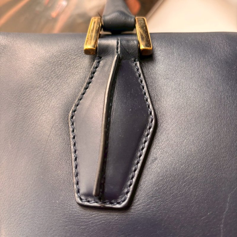 🎉89成新✨耐刮皮革‼️全往最低 TODS 深藍拼紅色手提包-6